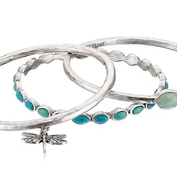 Lucky Brand Silver Bracelet with Turquoise Accents - Picture 2 of 5